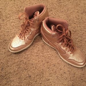 Nike Rose Gold Wedge Sneakers
